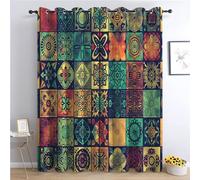 Blackout Curtains for Bedroom Splicing Traditional Indian Prints Theme Grommet Curtains Thermal 2 Panels Drapes Soft Noise Reduce Curtains for Bedroom Decoration, Mandala And Bohemian Style 92 x 72 in