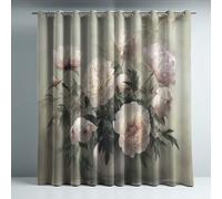 Blackout Curtains for Bedroom, Super Soft Drapey Texture Noise Reducing Thermal Insulated Eyelet Curtains & Drapes for Living Room, Green Vintage Flowers 46 x 54 Inches 2 Panels