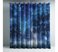 Blackout Curtains for Bedroom, Super Soft Drapey Texture Noise Reducing Thermal Insulated Eyelet Curtains & Drapes for Living Room, Blue Fantasy Anime 52 x 54 Inches 2 Panels