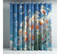 Blackout Curtains for Bedroom, Super Soft Drapey Texture Noise Reducing Thermal Insulated Eyelet Curtains & Drapes for Living Room, Blue Anime Bubble Floral 46 x 54 Inches 2 Panels