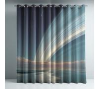 Blackout Curtains for Bedroom, Super Soft Drapey Texture Noise Reducing Thermal Insulated Eyelet Curtains & Drapes for Living Room, Green Minimalist Ocean 46 x 54 Inches 2 Panels