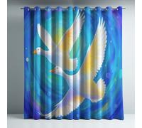 Blackout Curtains for Bedroom, Super Soft Drapey Texture Noise Reducing Thermal Insulated Eyelet Curtains & Drapes for Living Room, Blue Animal Flying Goose 46 x 54 Inches 2 Panels