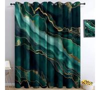 Blackout Curtains for Bedroom Texture Abstract Marble for Room Soft Thermal Insulated Noise Reducing Eyelet Blackout Curtains Green Gold Window Treatment Set W 52" x L 72" (2 Panels)