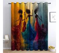 Blackout Curtains for Bedroom Three Ladies Playing Jazz Instruments Theme Grommet Curtains Thermal 2 Panels Drapes Super Soft Noise Reduce Curtains for Kids and Adults Playroom Decorations 92 x 72 in