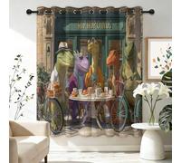 Blackout Curtains for Bedroom W 55" x L 102" 2 Panels - Multicoloured Thermal Insulated Eyelet Curtains for Living Room Nursary, Cartoon Chic Animal Dinosaurs Machine Washable Window Drapes