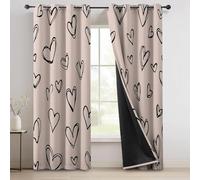 Blackout Curtains for Bedroom W 66" x L 90" 2 Panels - Pink Thermal Insulated Eyelet Curtains for Living Room Nursary, Minimalist Romantic Loving Machine Washable Window Drapes