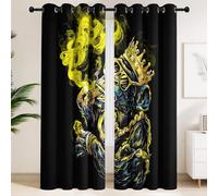 Blackout Curtains for Children Boy Room, Animal Smoking Noble Gorilla, Black, Vector Art, Soft Microfiber Eyelet Curtain Thermal Insulated Drapes for Living Room Bedroom, 2 Panels W 46 x H 54 in