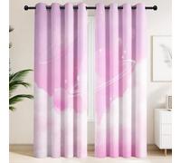 Blackout Curtains for Children Girl Room, Space Ethereal Clouds Planet, Pink, Fantasy, Soft Microfiber Eyelet Curtain Thermal Insulated Drapes for Living Room Bedroom, W55 x H108 in 2 Panels