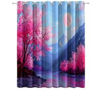 Blackout Curtains for Kids, Anime Romance Cherry Blossoms Landscape Curtains for Girls Boys Bedroom Decorative Darkening Window Eyelet Window Drapes Curtain - W43.3 x L84.7 2 Panels
