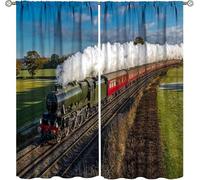 Blackout Curtains For Kids Bedroom 3D Retro Train Curtains Eyelet Darkening Thermal Insulated Ring Top Drapes For Living Room Boys Girls Room 2 Panels 280(W) X 180(H) Cm 9426352011753