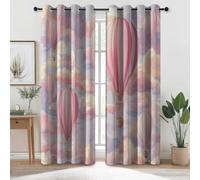 Blackout Curtains for Kids Cartoons Hot Air Balloons Clouds Room Darkening Window Curtains Decorative Pink Black Out Curtain for Girls Bedroom Nursery, W 66" x L 72" (2 Panels) (99% Blackout)