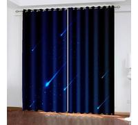 Blackout Curtains for Living Room, 54 Inch Curtains 2 Panel Set Meteor Starry Sky Polyester Dark Blue Drapes 2 Panels 38W x 54L Inch