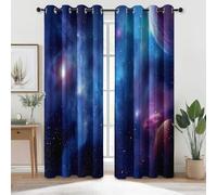 Blackout Curtains for Living Room Bedroom Multicoloured, Fantasy Space Nebula Stars Eyelet Curtain W 46" x L 72" Thermal Insulated Noise Reducing Window Drapes for Boys and Girls