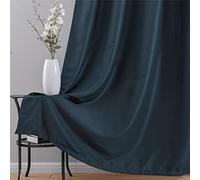 Blackout Curtains for Living Room & Bedroom Solid Dark Green Thermal Insulated Eyelet Curtains for 132x160cm Elegant White Design Light Blocking Energy Efficient