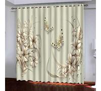 Blackout Curtains For Living Room Simple Flower Plant 3D Art Print Polyester Eyelet Soundproof Curtains For Kids Teens Boys Girl Bedroom Decoration, 2 X 75 X 166 Cm Set Of 2 Panels -0F7V6U8N2H9O8G8O0B