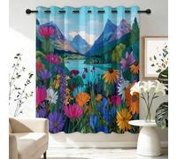 Blackout Curtains for Living Room W 46" x L 54" 2 Panels - Nature Vibrant Scenery Mountains Rivers Flowers Boys and Girls' Bedroom Curtains Multicolored Thermal Insulated Noise Reduction Window Drapes