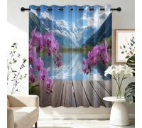 Blackout Curtains for Living Room W 46" x L 90" 2 Panels - Romance Spring Scenery Mountains And Rivers Floral Boys Girls Bedroom Curtains Multicolored Thermal Insulated Noise Reduction Window Drapes