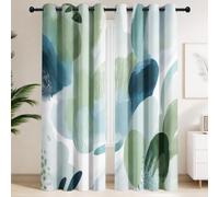 Blackout Curtains for Windows - Abstract Nature Eyelet Curtain, Grommets Window Drapes for Bedroom Kitchen Living Room, W 66" x L 54", 2 Panels Modern Brushstroke Colour Block Curtains