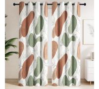 Blackout Curtains for Windows - Abstract Nature Eyelet Curtain, Grommets Window Drapes for Bedroom Kitchen Living Room, W 46" x L 54", 2 Panels Natural Leaf Colour Block Curtains