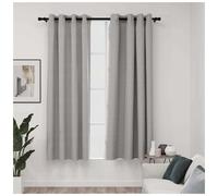 Blackout Curtains Grey 140x175cm 2pcs. Linen-Look 100% Polyester Thermal Grommet