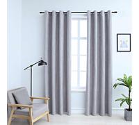 Blackout Curtains Grey 140x225cm 2pc 100% Polyester Suede Touch Easy Metal Rings