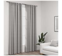 Blackout curtains grey 140x245 cm linen-look 100% polyester with metal hooks set