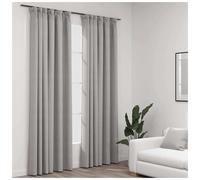 Blackout curtains grey 140x245 cm linen-look 100% polyester with metal hooks set