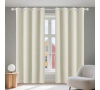 Blackout Curtains Home 145 x 220 cm Room Darkening Pencil Pleat Thermal Curtains & Drapes for Bedroom, Kitchen, Nursery, Beige