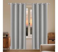 Blackout Curtains Home 185 x 198 cm Soft Thermal Insulated Black Out Eyelet Curtains for Children for Bedroom Living Room, Light Grey