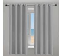 Blackout Curtains Home 204 x 185 cm Drop Thermal Insulated Super Soft Eyelet Curtains for Living Room for Small Windows Kitchen Bedroom, Light Grey