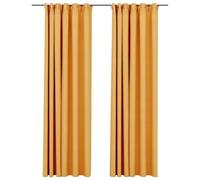 Blackout Curtains in Linen Look Yellow 140 x 225 cm Pack of 2 with Metal Hooks Opaque Thermal Curtain for Living Room Bedroom Children's Room with Privacy Screen and Sound Insulation