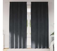 Blackout Curtains Light Grey Velvet 140x245 cm 2pc Eyelet Drapes Thermal Lined.