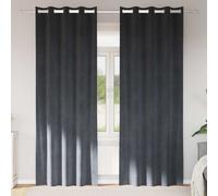 Blackout Curtains Light Grey Velvet 140x260 cm Pair Thermal Eyelet Panels Luxury