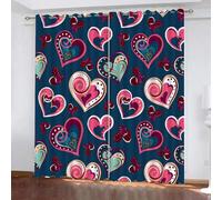 Blackout Curtains Love 2 Panels 46" Wide x 90" Drop Room Darkening Polyester Fabric Eyelet Curtain 3D Love Curtains Noise Reducing Window Drapes for Living Room（style 15-9）