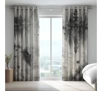 Blackout Curtains Microfiber,Beige Fantasy Lake Architecture Grommet Window Eyelet Drapes Lightproof Thermal Insulated Curtains For Bedroom,66 x 90 Inch Drop 2 Panels