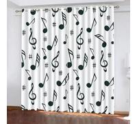 Blackout Curtains Music 2 Panels 46" Wide x 90" Drop Room Darkening Polyester Fabric Eyelet Curtain 3D Music Curtains Noise Reducing Window Drapes for Living Room（style 14-9）