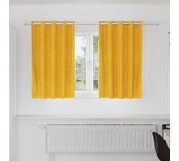 Blackout Curtains Mustard Yellow Velvet 140x140 cm 2pc Eyelet Blackout Lined Set