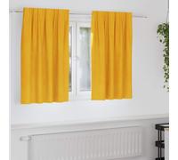 Blackout Curtains Mustard Yellow Velvet 140x140 cm 2pc Eyelet Blackout Lined Set