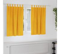 Blackout Curtains Mustard Yellow Velvet 140x140 cm 2pc Eyelet Blackout Lined Set