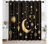 Blackout Curtains Mysterious Universe, Celestial Bodies Moon Sun Eyelet Darkening Curtains Bedroom - Thermal Insulated 2 Panels Drapes for Living Dining Room Window 55.1" x 102.4" (W x L)
