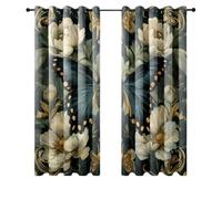 Blackout Curtains Navy Blue Butterfly Thermal Eyelet Blackout Curtains For Living Room Reduce Noise Black Out Curtain Bedroom Curtains Eyelet Durable Polyester Sitting Room Curtin 2x140x180cm