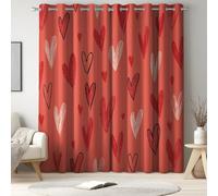 Blackout Curtains of 46 x 54 Inch - Thermal Curtains Adjustable Breathable - Hand-drawn Romantic Heart Toile with 2 Pieces Extra Wide for Bedroom and Living Room and Nursery Red