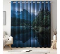 Blackout Curtains of 66 x 54 Inch - Thermal Curtains Adjustable Breathable - Spectacular Landscape Mountain Toile with 2 Pieces Extra Wide for Bedroom and Living Room and Nursery Blue