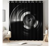 Blackout Curtains of 66 x 72 Inch - Thermal Curtains Adjustable Breathable - Realistic Minimalist Music Toile with 2 Pieces Extra Wide for Bedroom and Living Room and Nursery Black