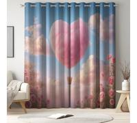 Blackout Curtains of 66 x 90 Inch - Thermal Curtains Adjustable Breathable - Romantic Rose Heart Toile with 2 Pieces Extra Wide for Bedroom and Living Room and Nursery Pink