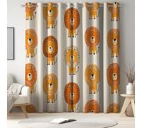 Blackout Curtains of 90 x 108 Inch - Thermal Curtains Adjustable Breathable - Cartoon Animals Lion Toile with 2 Pieces Extra Wide for Bedroom and Living Room and Nursery Orange