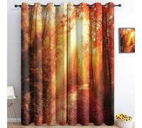 Blackout Curtains Orange Color Window Decoration, Natural Autumn Scenery Printed drapes for Bedroom living room Nursery Child room, W 66" x L 72" (2 Panels) Eyelet Curtains