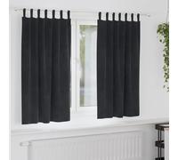 Blackout Curtains, Pack of 2, Black, 140 x 175 cm, Velvet with Fabric Loops, Opaque and Insulating, Ideal for Bedroom, Living Room, Children's Room, Effective Privacy Screen and Sound Insulation