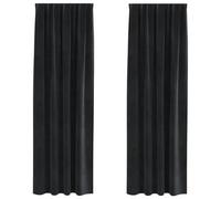 Blackout Curtains, Pack of 2, Black, 140 x 245 cm, Velvet with Loops, Opaque, Insulating, Soundproofing for Living Room, Bedroom, Children's Room, Modern Curtains, Thermal Darkening