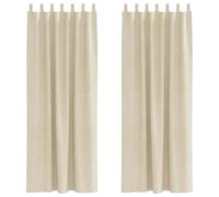 Blackout Curtains Pack of 2 Cream Velvet 140 x 260 cm with Fabric Loops, Opaque and Insulating for Living Room, Bedroom, Children's Room, Soundproofing and Thermal Insulating